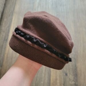60s Park Hurst Brown Wool Hat with Black Trim